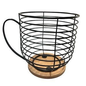 Coffee pod holder wired metal wood coffee cup design